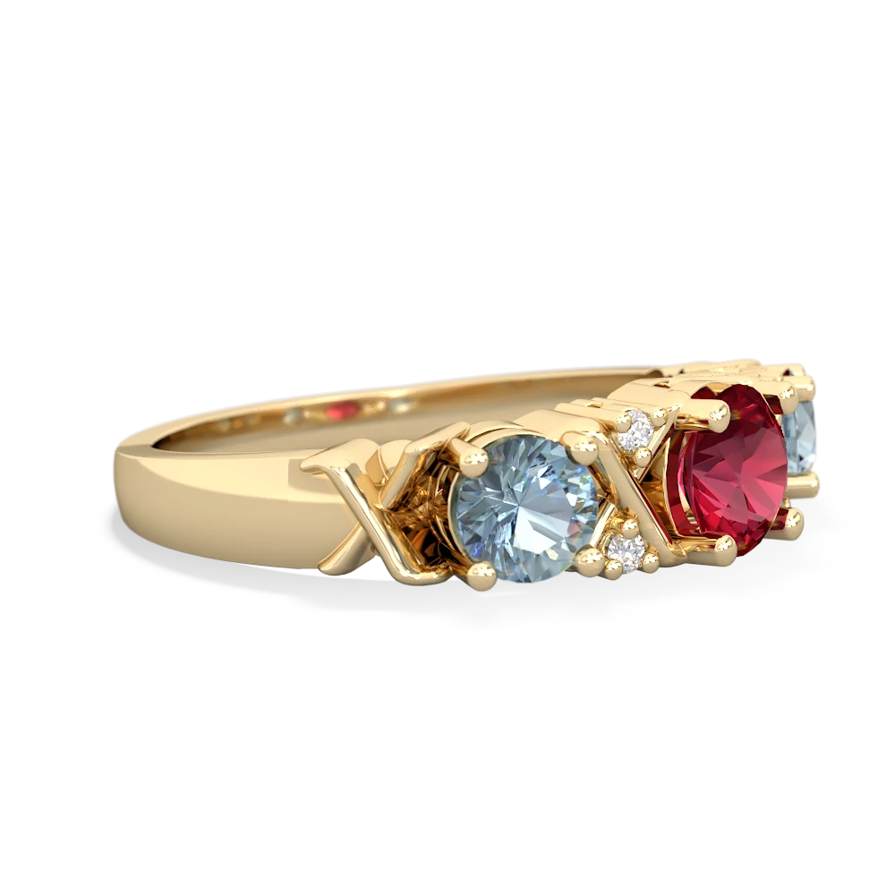 Lab Ruby Hugs And Kisses 14K Yellow Gold ring R5016