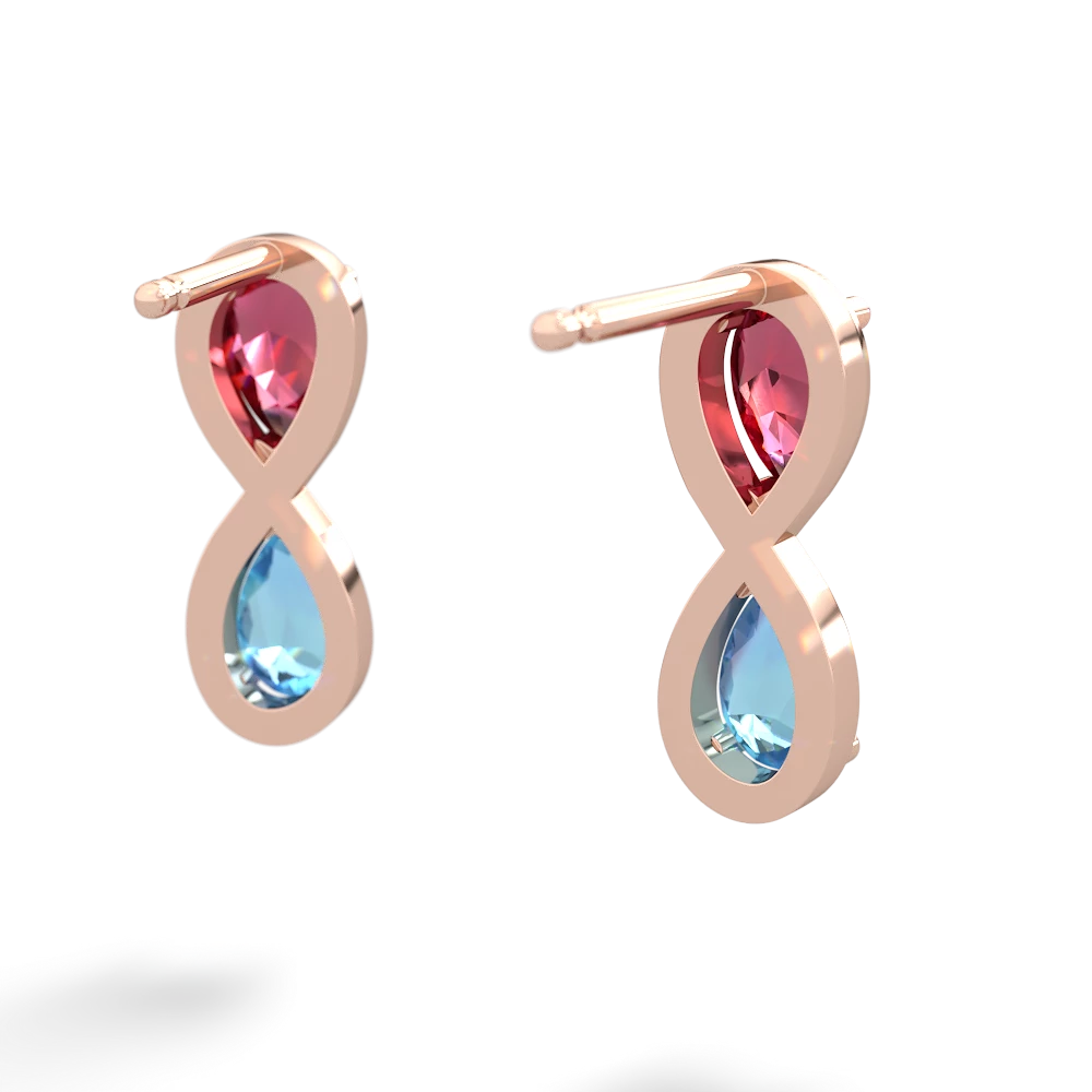 Lab Ruby Infinity 14K Rose Gold earrings E5050