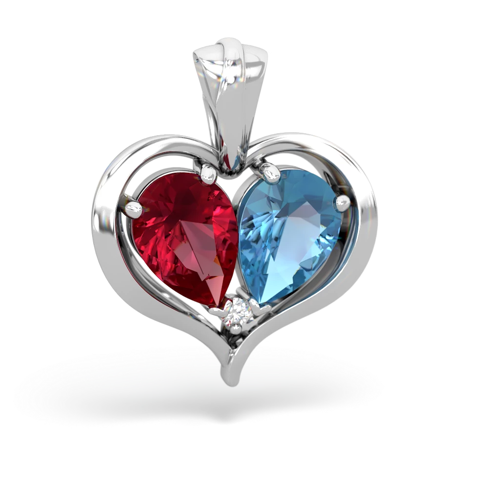 Lab Ruby Two Become One 14K White Gold pendant P5330