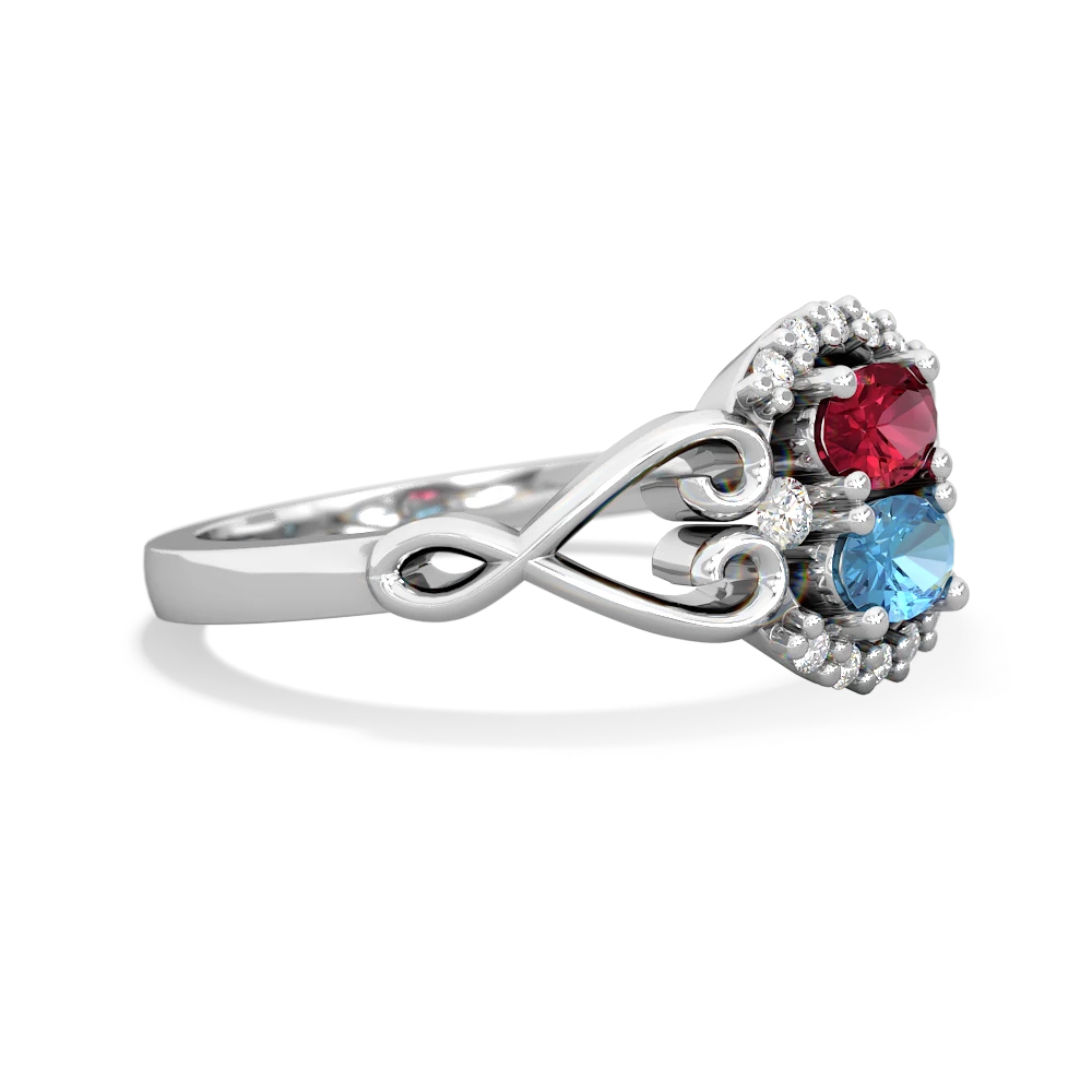 Lab Ruby Love Nest 14K White Gold ring R5860