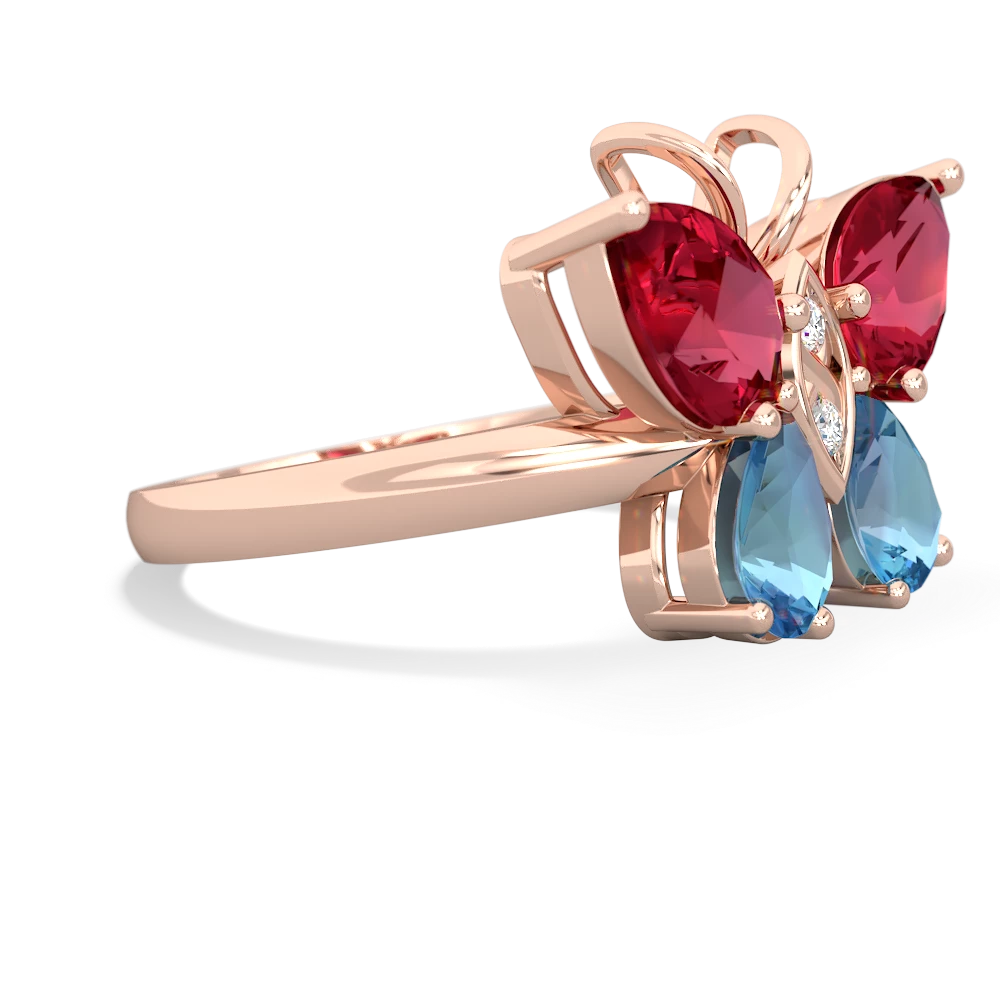 Lab Ruby Butterfly 14K Rose Gold ring R2215