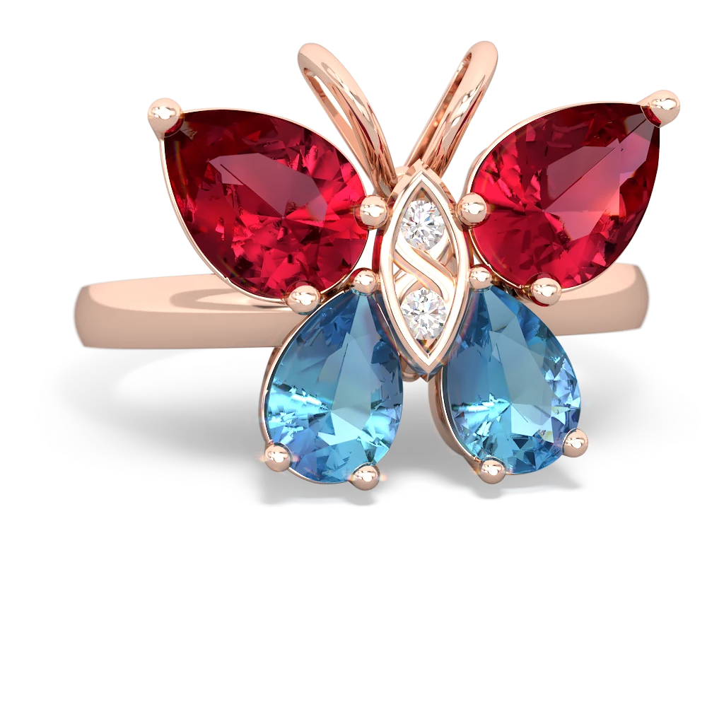 Lab Ruby Butterfly 14K Rose Gold ring R2215