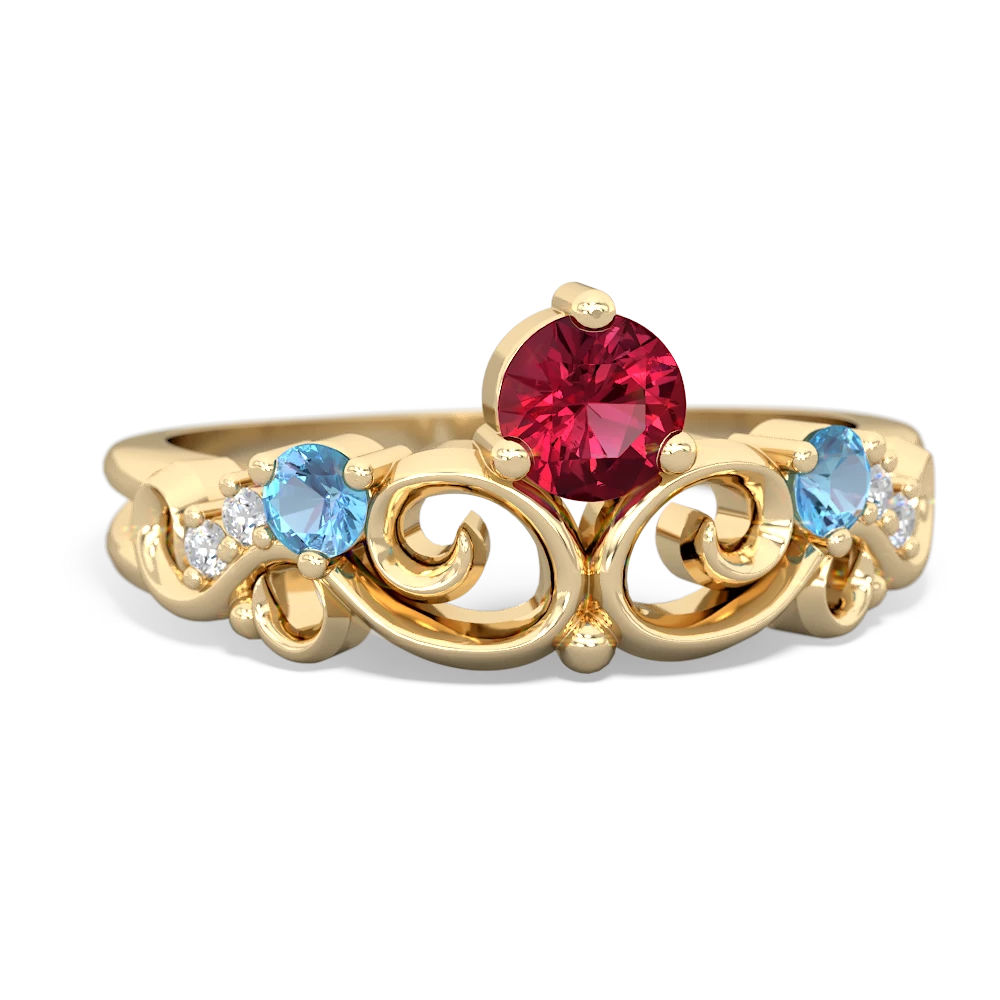 Lab Ruby Crown Keepsake 14K Yellow Gold ring R5740