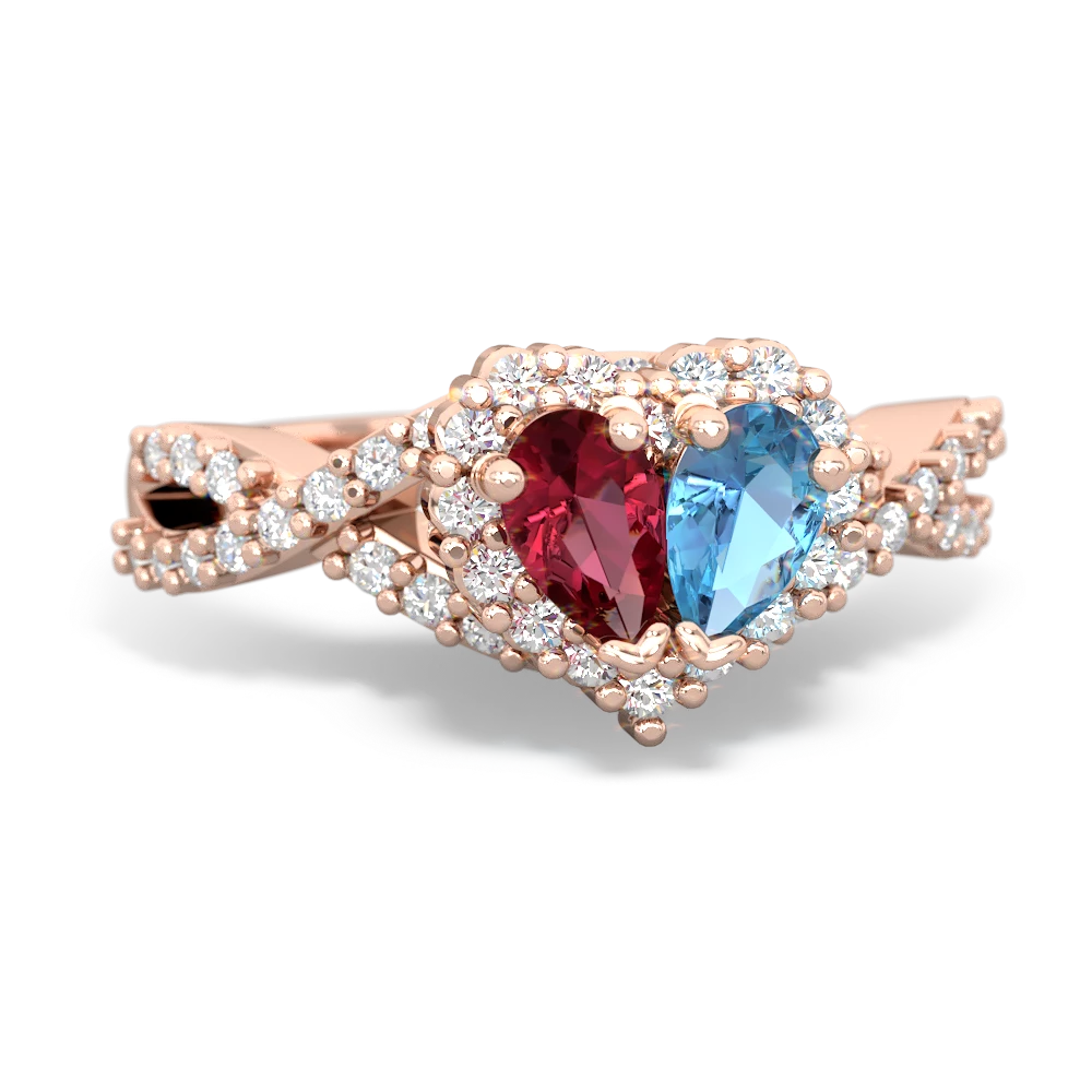 Lab Ruby Diamond Twist 'One Heart' 14K Rose Gold ring R2640HRT