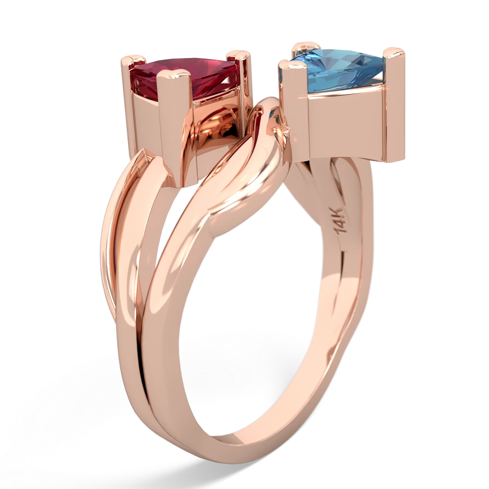 Lab Ruby Split Band Swirl 14K Rose Gold ring R2341