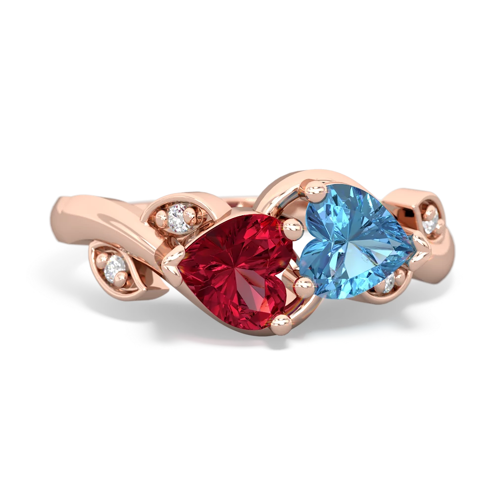 Lab Ruby Floral Elegance 14K Rose Gold ring R5790