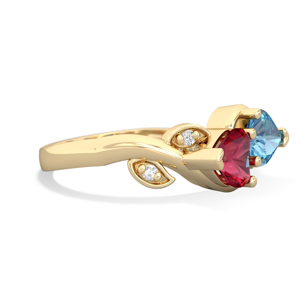 Lab Ruby Floral Elegance 14K Yellow Gold ring R5790