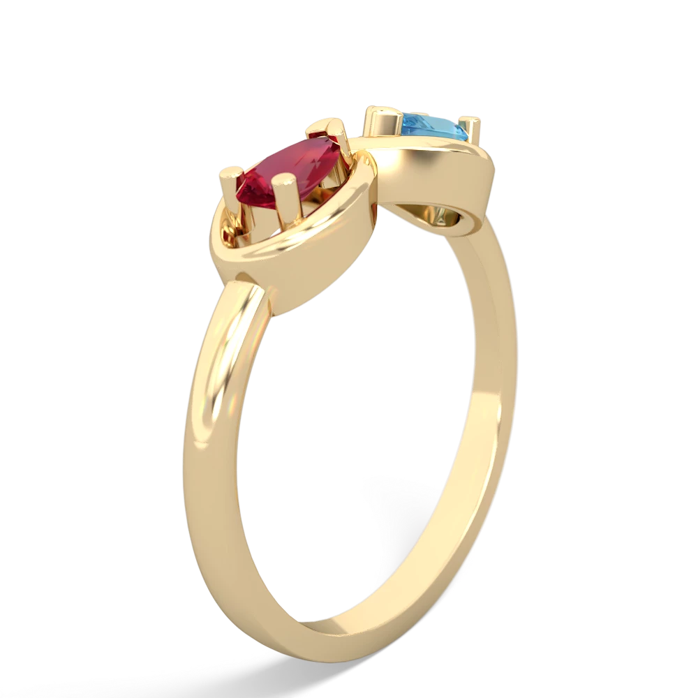 Lab Ruby Infinity 14K Yellow Gold ring R5050