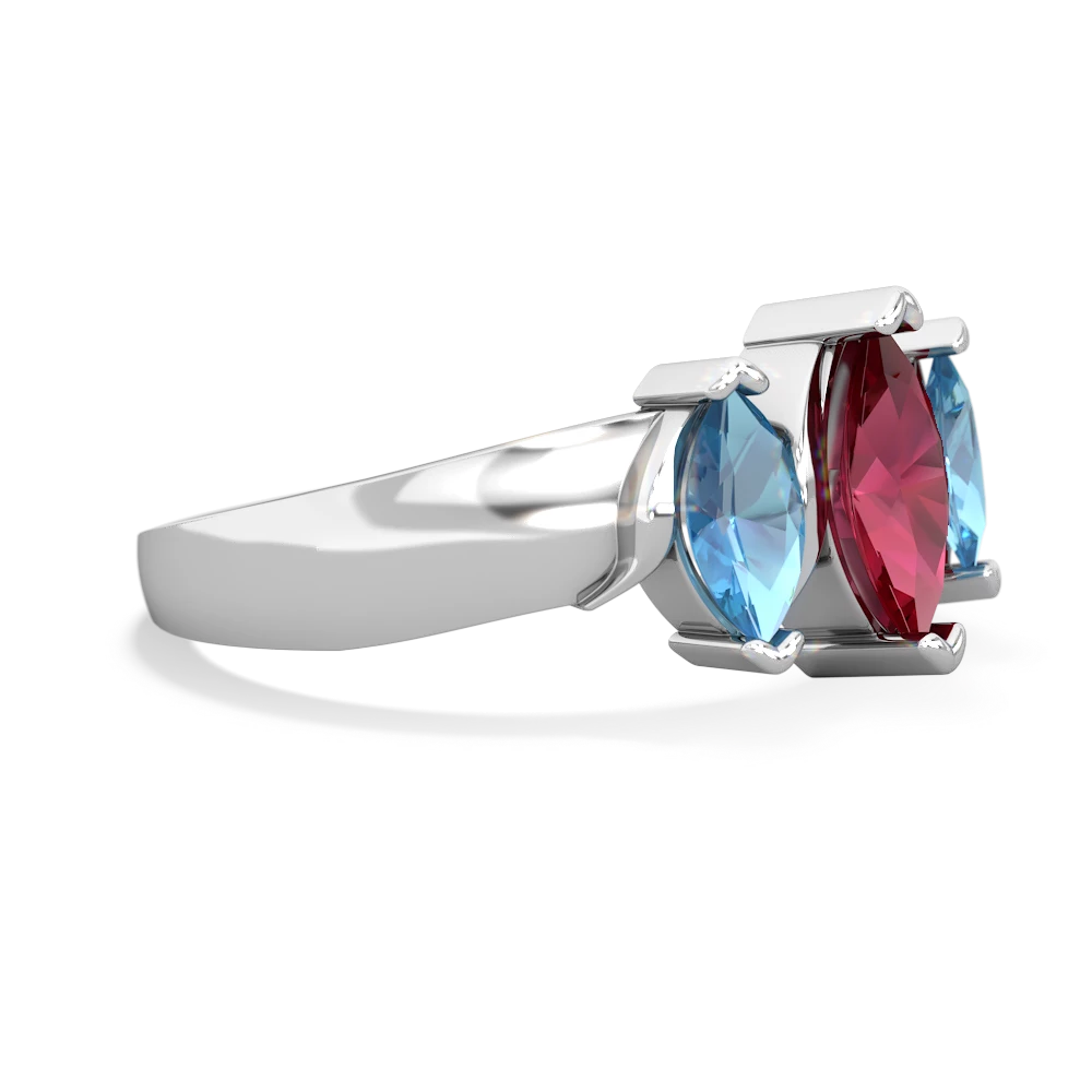 Lab Ruby Three Peeks 14K White Gold ring R2433