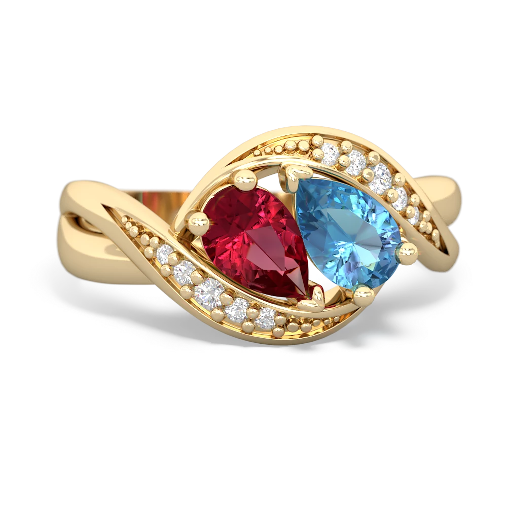 Lab Ruby Summer Winds 14K Yellow Gold ring R5342