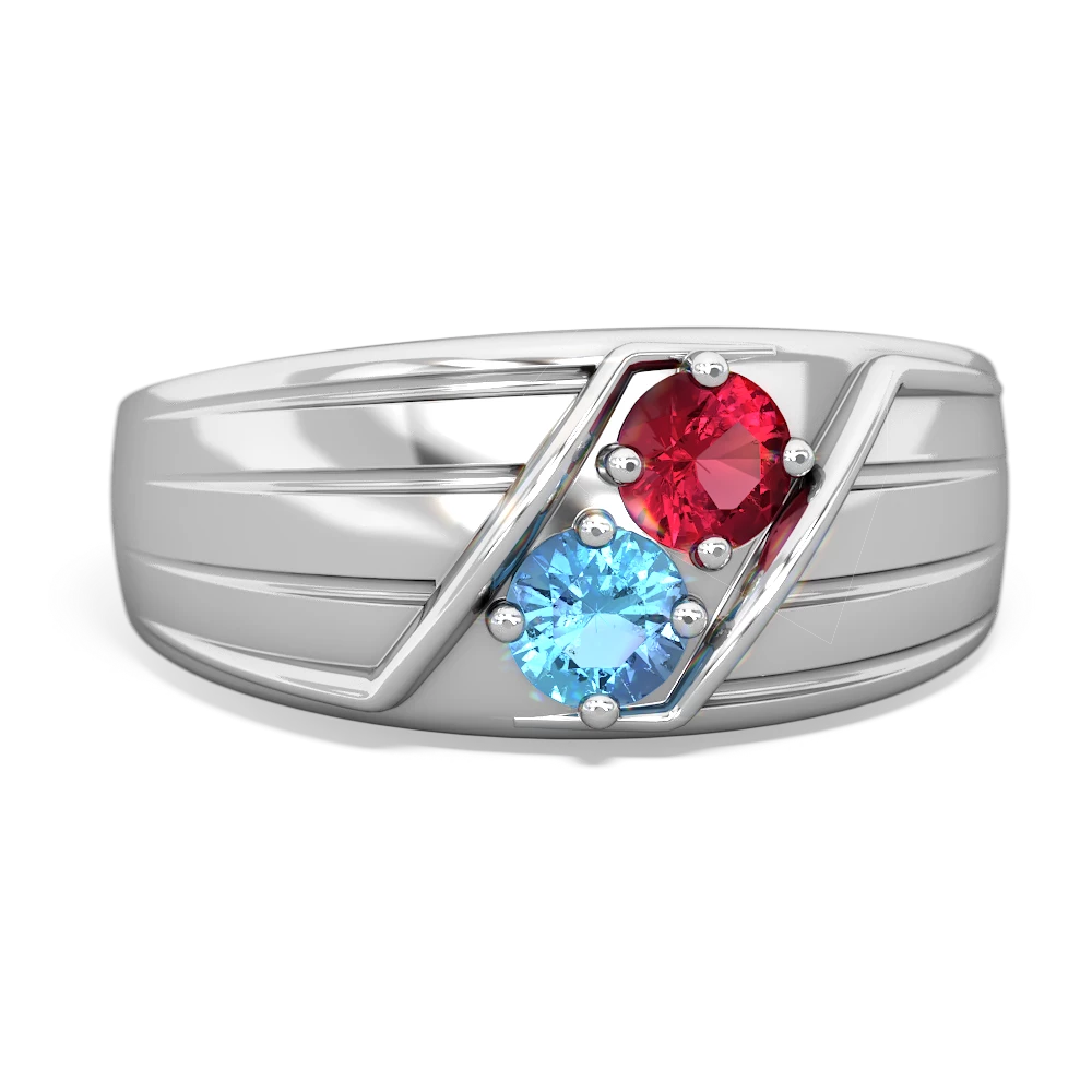 Lab Ruby Men's Streamline 14K White Gold ring R0460