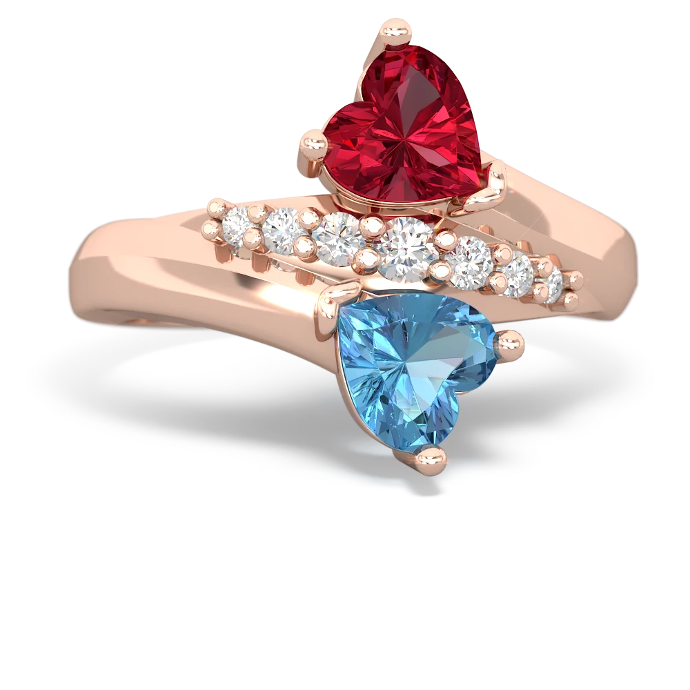 Lab Ruby Heart To Heart 14K Rose Gold ring R2064