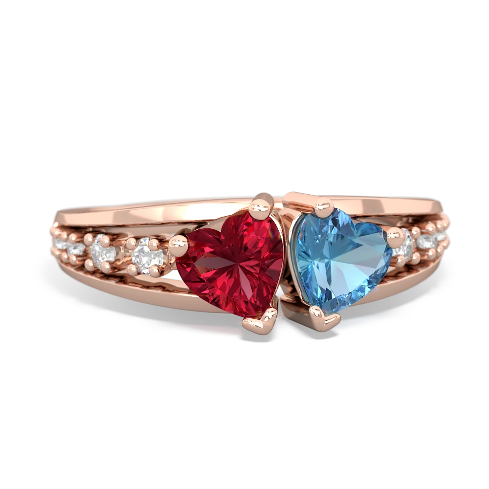 Lab Ruby Heart To Heart 14K Rose Gold ring R3342