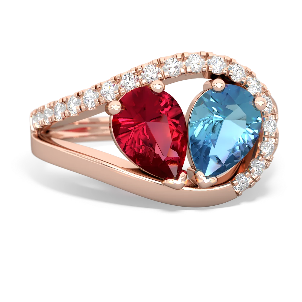 Lab Ruby Nestled Heart Keepsake 14K Rose Gold ring R5650