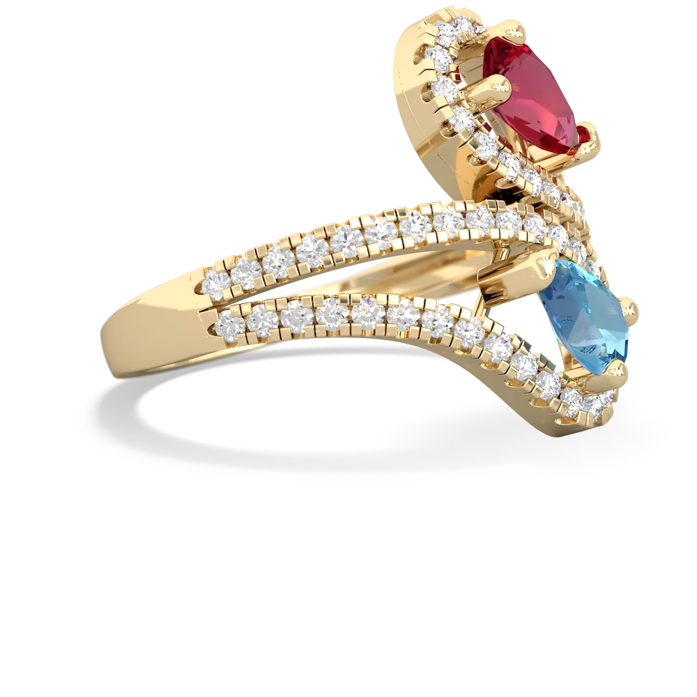 Lab Ruby Diamond Dazzler 14K Yellow Gold ring R3000