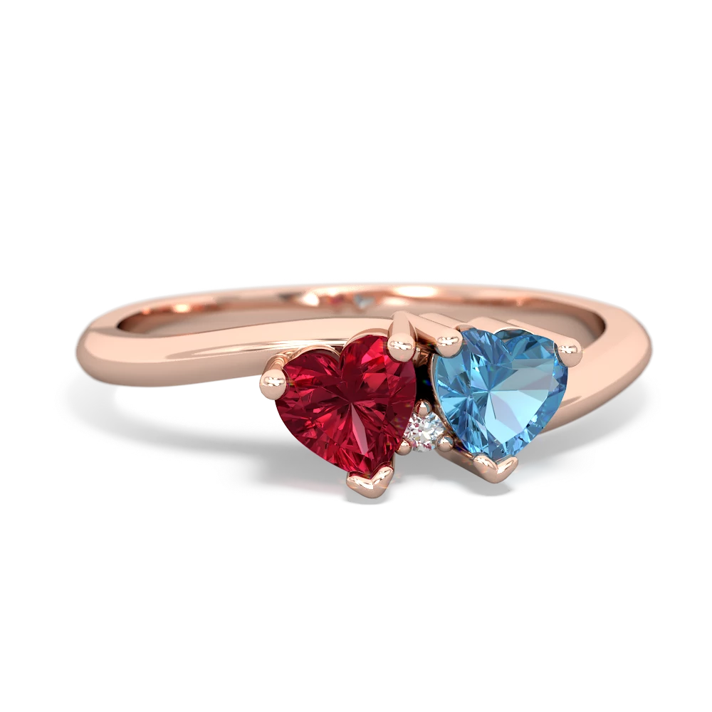 Lab Ruby Sweethearts 14K Rose Gold ring R5260