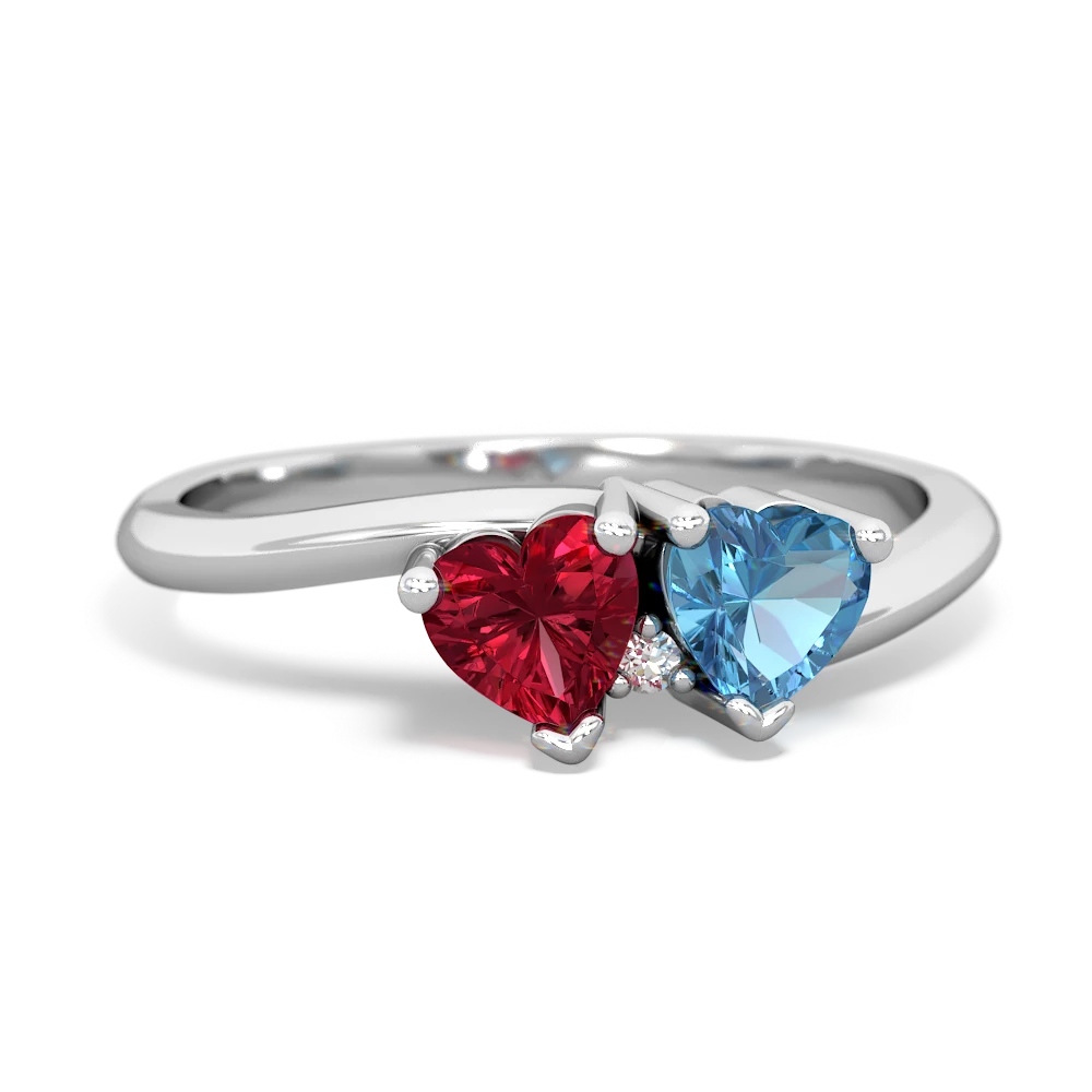 Lab Ruby Sweethearts 14K White Gold ring R5260