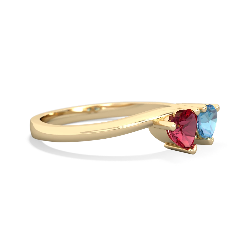 Lab Ruby Sweethearts 14K Yellow Gold ring R5260