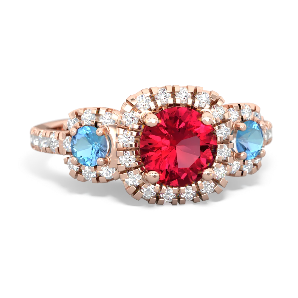 Lab Ruby Regal Halo 14K Rose Gold ring R5350