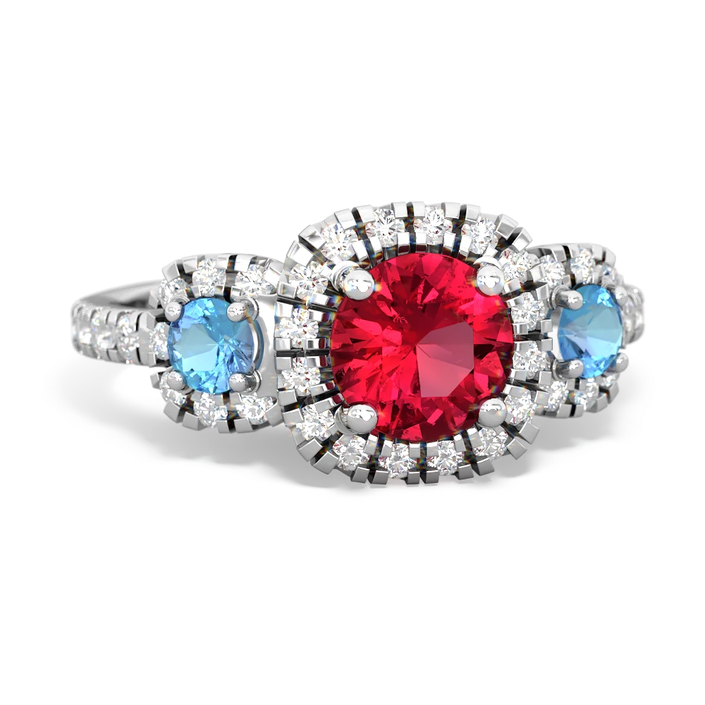 Lab Ruby Regal Halo 14K White Gold ring R5350