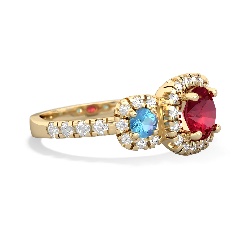 Lab Ruby Regal Halo 14K Yellow Gold ring R5350