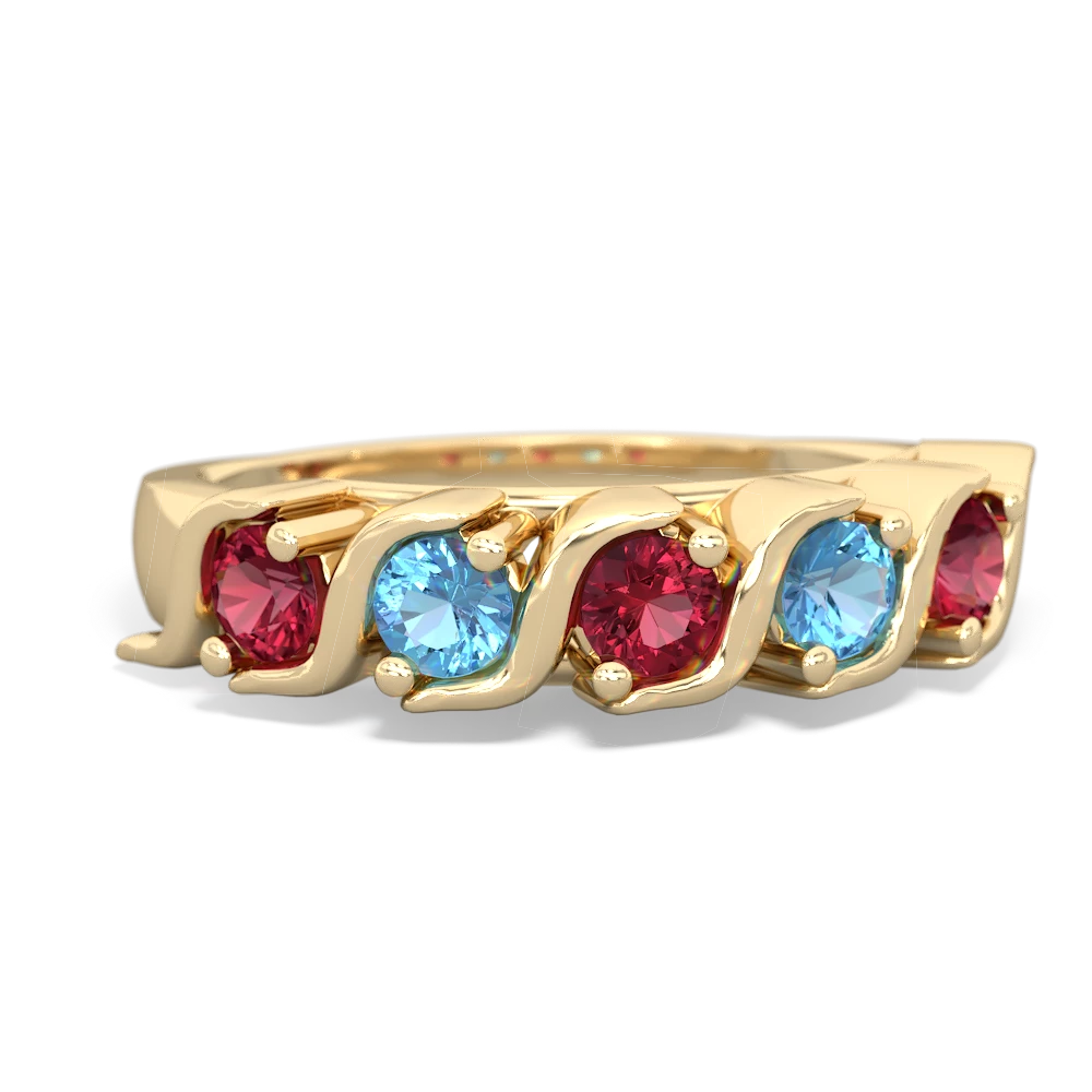 Lab Ruby Anniversary Band 14K Yellow Gold ring R2089