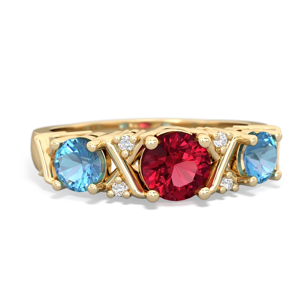 Lab Ruby Hugs And Kisses 14K Yellow Gold ring R5016