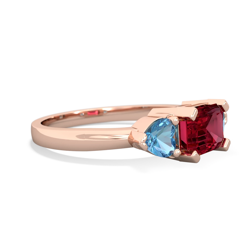 Lab Ruby Three Stone 14K Rose Gold ring R5235