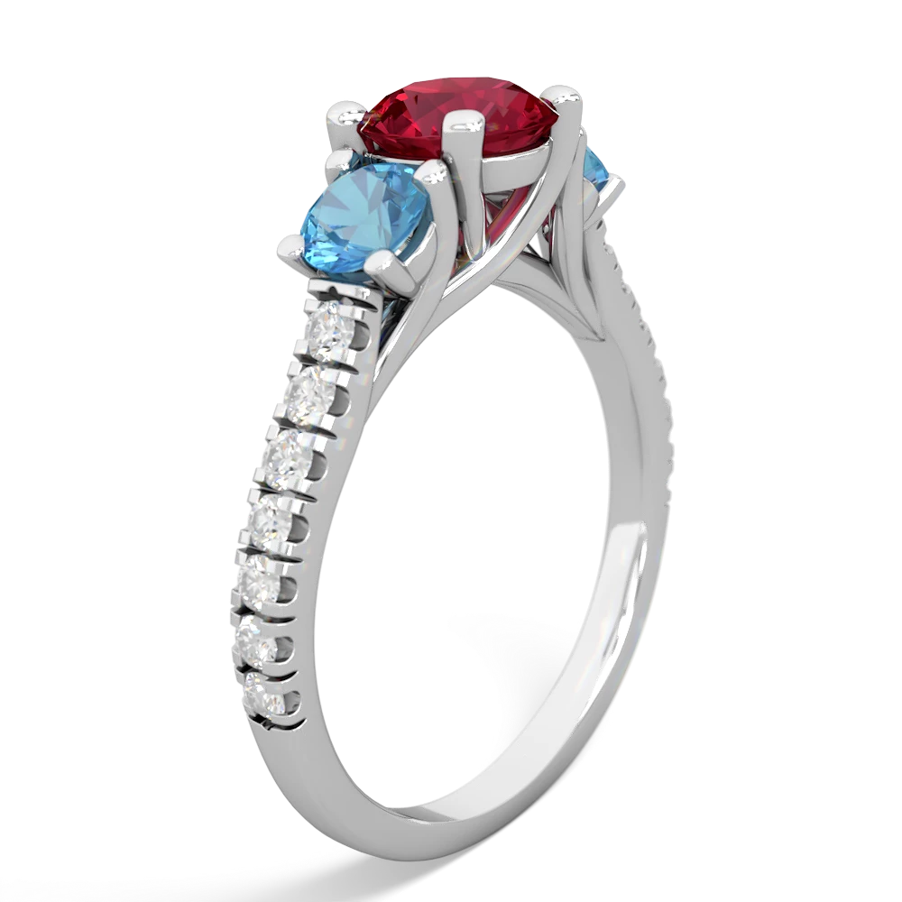 Lab Ruby Pave Trellis 14K White Gold ring R5500