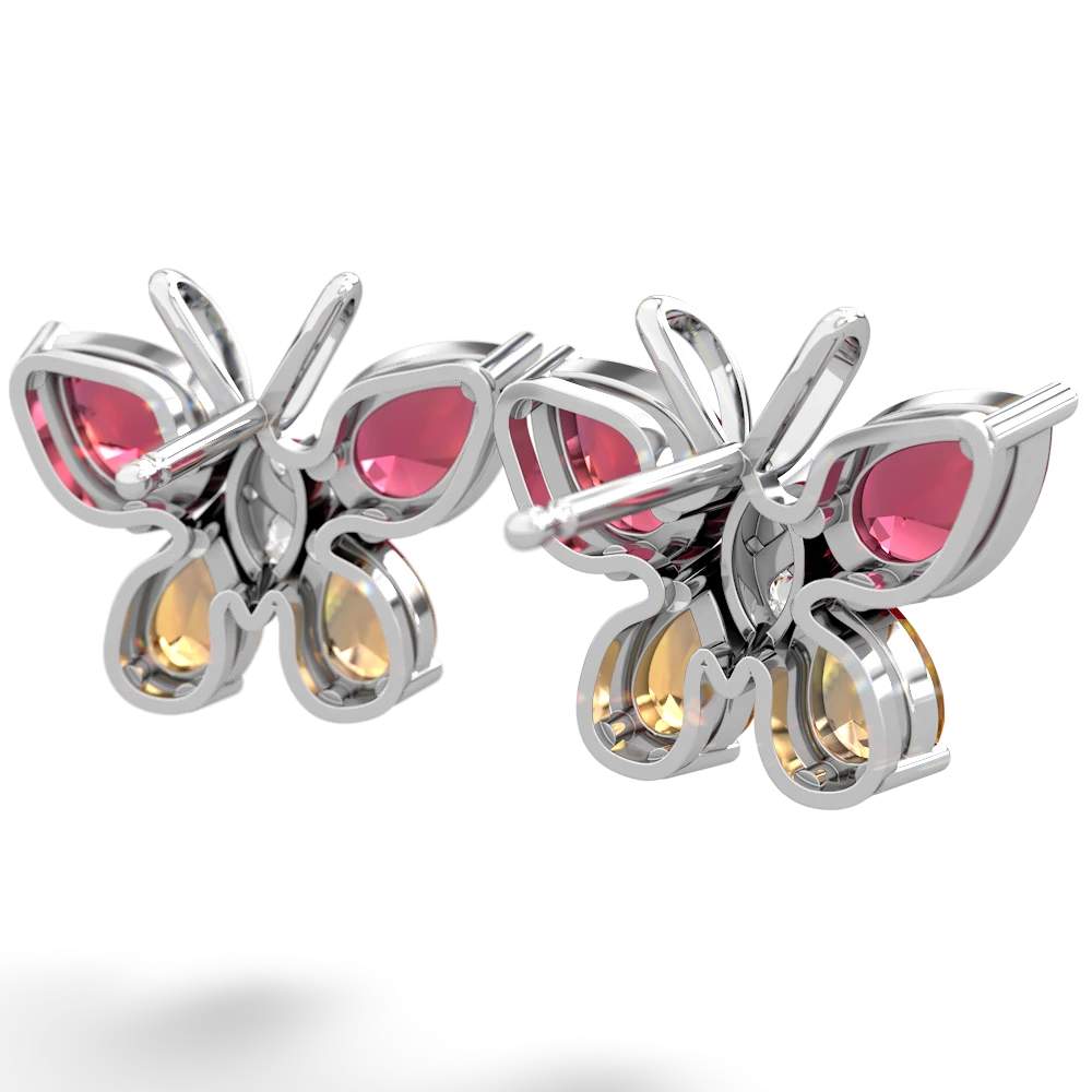 Lab Ruby Butterfly 14K White Gold earrings E2215