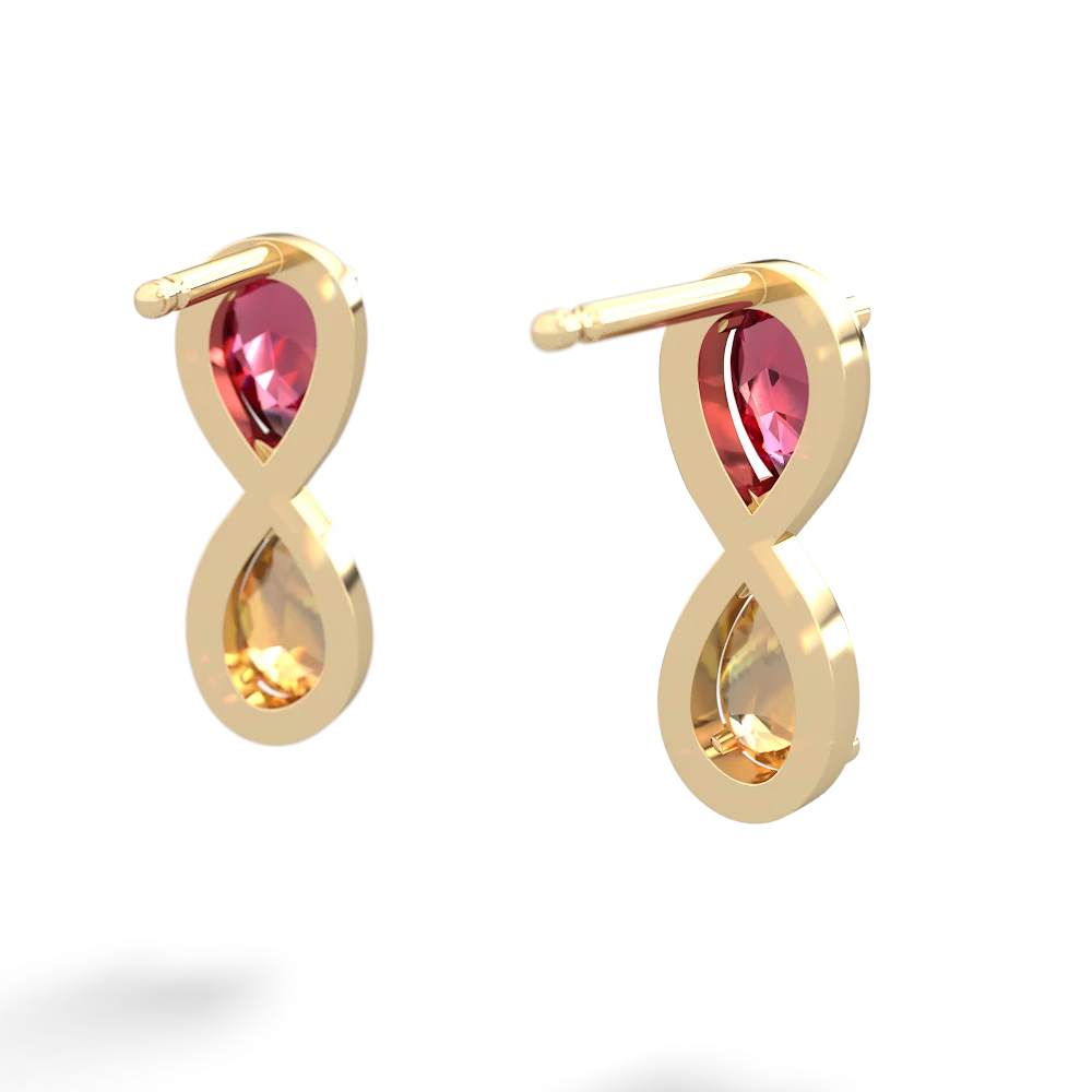 Lab Ruby Infinity 14K Yellow Gold earrings E5050