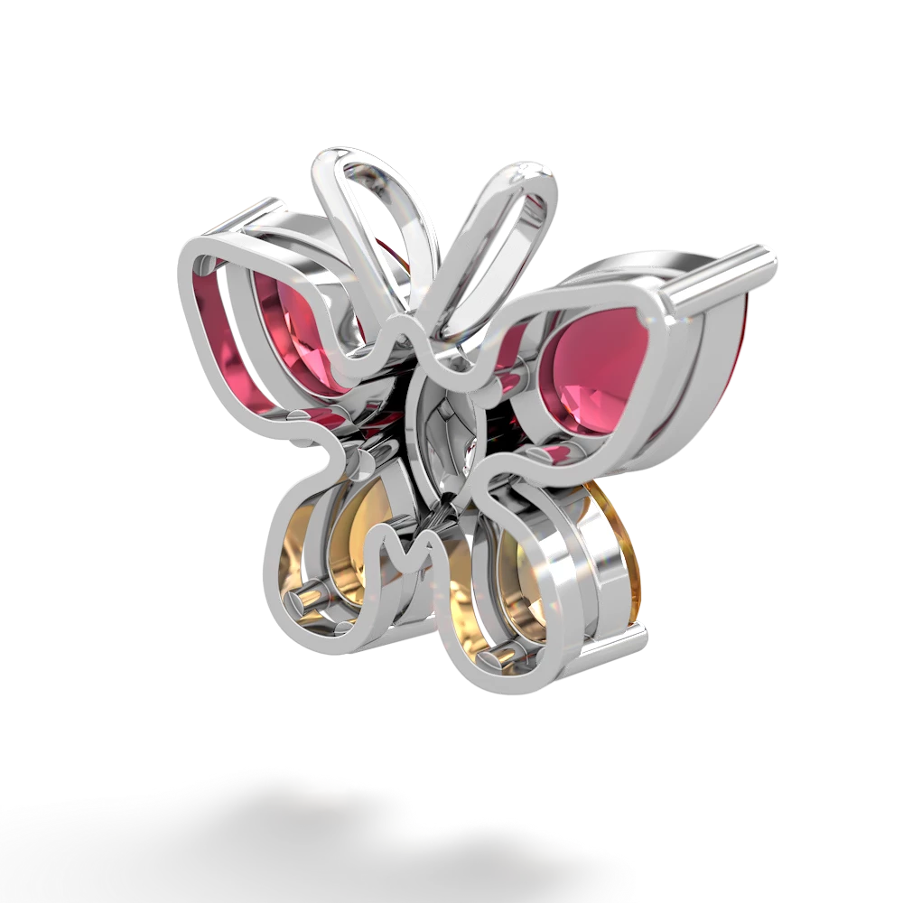 Lab Ruby Butterfly 14K White Gold pendant P2215