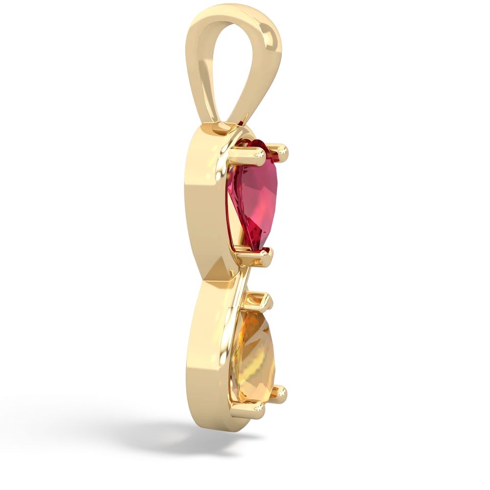 Lab Ruby Infinity 14K Yellow Gold pendant P5050