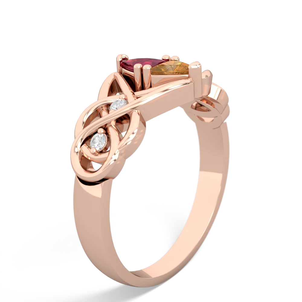 Lab Ruby Keepsake Celtic Knot 14K Rose Gold ring R5300