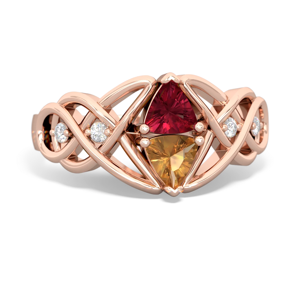 Lab Ruby Keepsake Celtic Knot 14K Rose Gold ring R5300