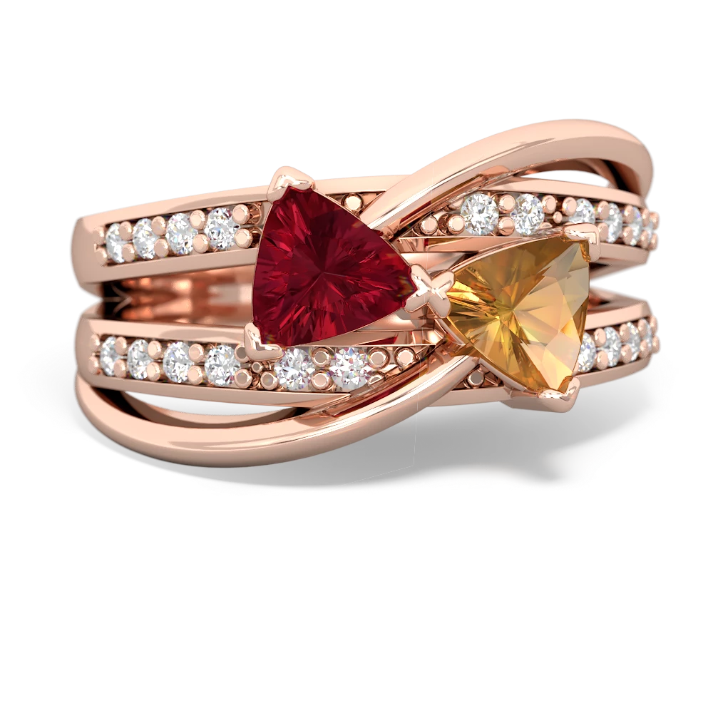 Lab Ruby Bowtie 14K Rose Gold ring R2360