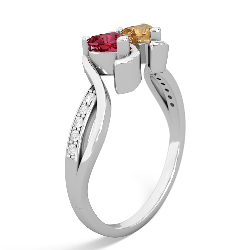 Lab Ruby Side By Side 14K White Gold ring R3090