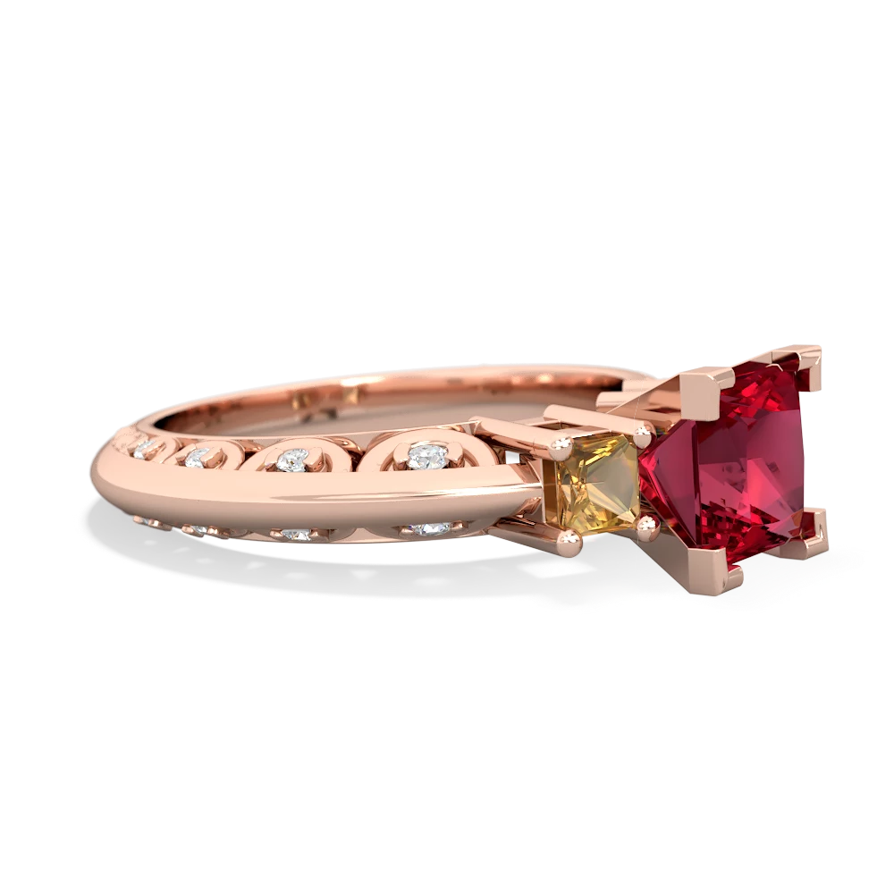 Lab Ruby Eternal Embrace Engagement 14K Rose Gold ring C2001