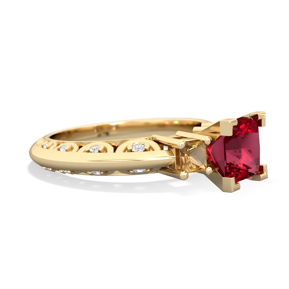 Lab Ruby Eternal Embrace Engagement 14K Yellow Gold ring C2001