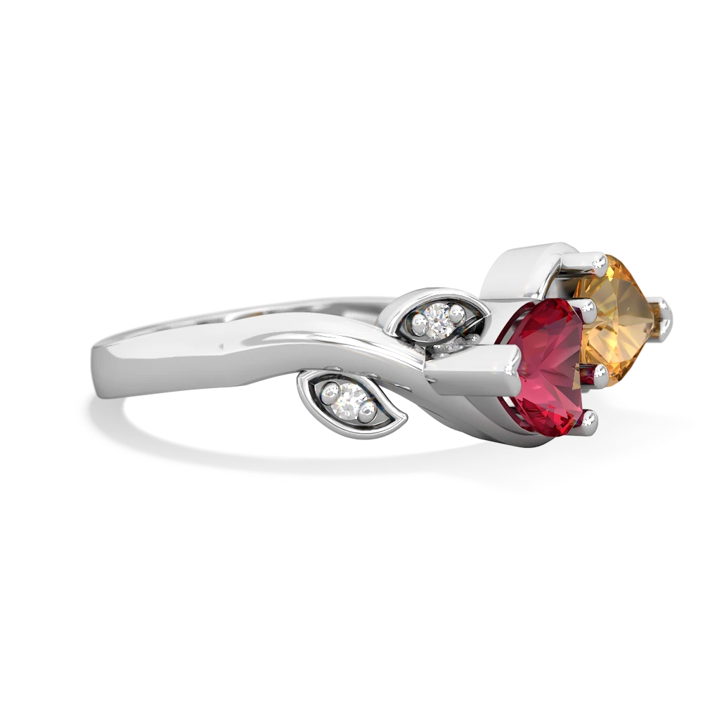 Lab Ruby Floral Elegance 14K White Gold ring R5790