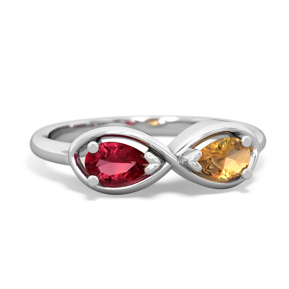 Lab Ruby Infinity 14K White Gold ring R5050