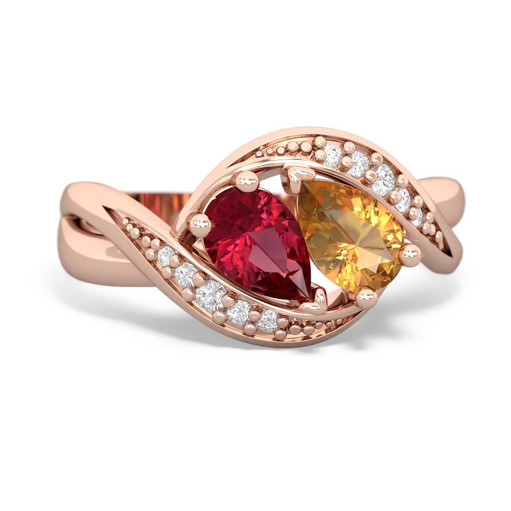 Lab Ruby Summer Winds 14K Rose Gold ring R5342