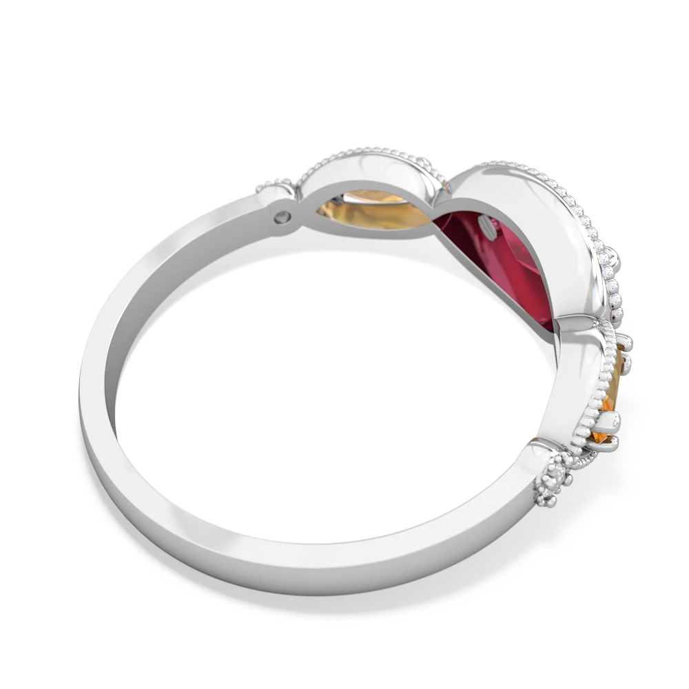 Lab Ruby Milgrain Marquise 14K White Gold ring R5700