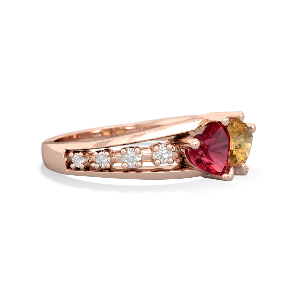 Lab Ruby Heart To Heart 14K Rose Gold ring R3342