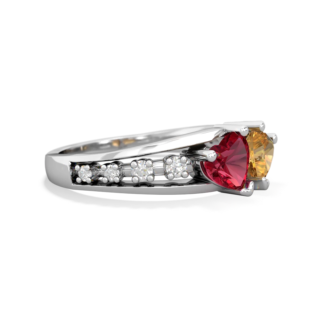 Lab Ruby Heart To Heart 14K White Gold ring R3342