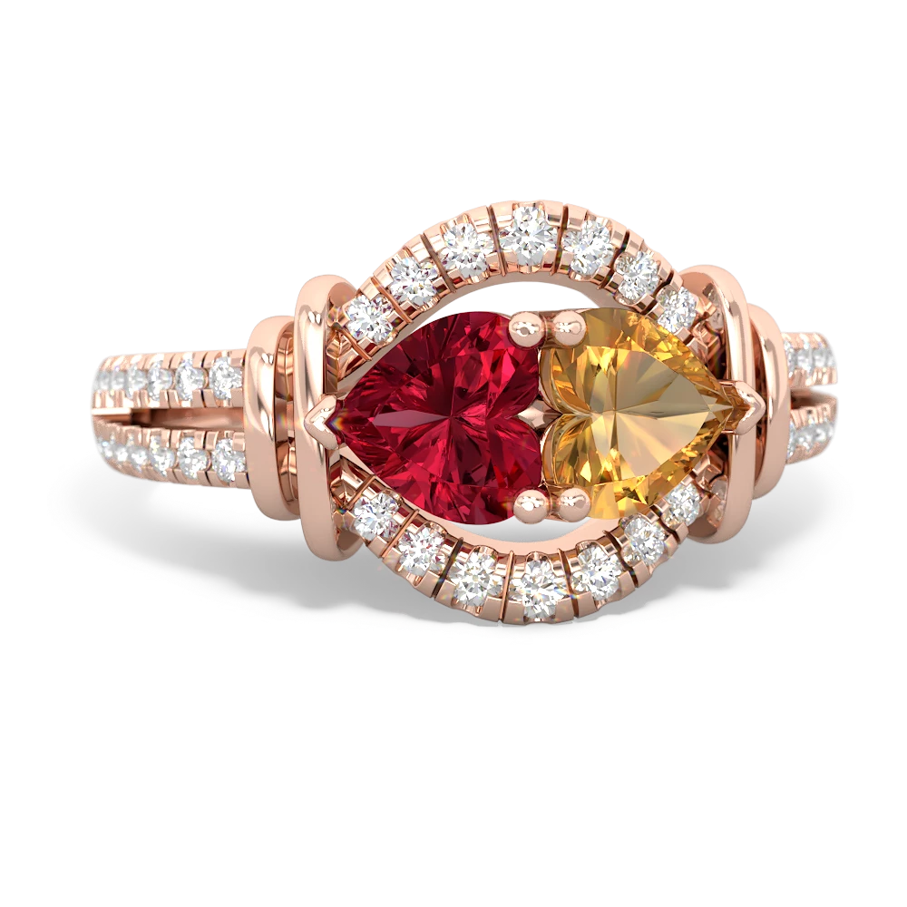 Lab Ruby Art-Deco Keepsake 14K Rose Gold ring R5630