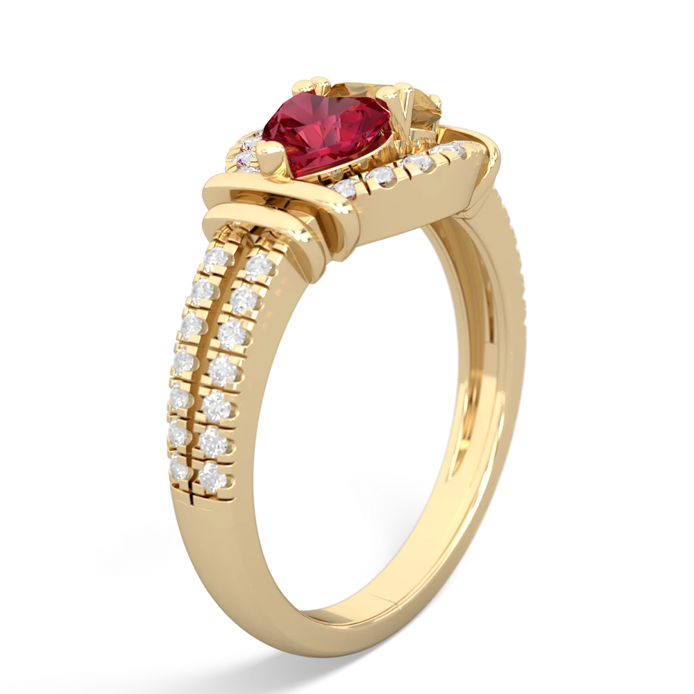 Lab Ruby Art-Deco Keepsake 14K Yellow Gold ring R5630