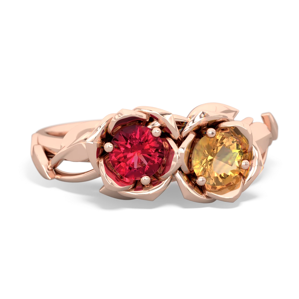 Lab Ruby Rose Garden 14K Rose Gold ring R5510