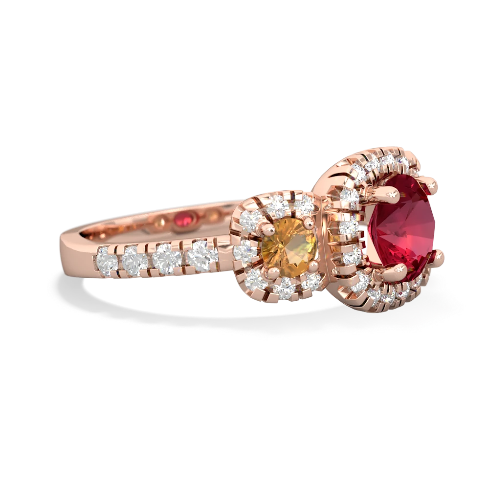 Lab Ruby Regal Halo 14K Rose Gold ring R5350