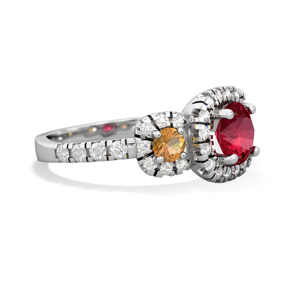 Lab Ruby Regal Halo 14K White Gold ring R5350